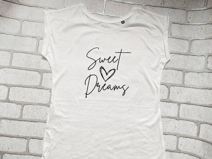 Ladies Nightwear Sweet Dreams Nightie Women's Nightdress Night Shirt Gift For Her Cotton Good Night Cute Cotton Mum Mother's Day Pajamas