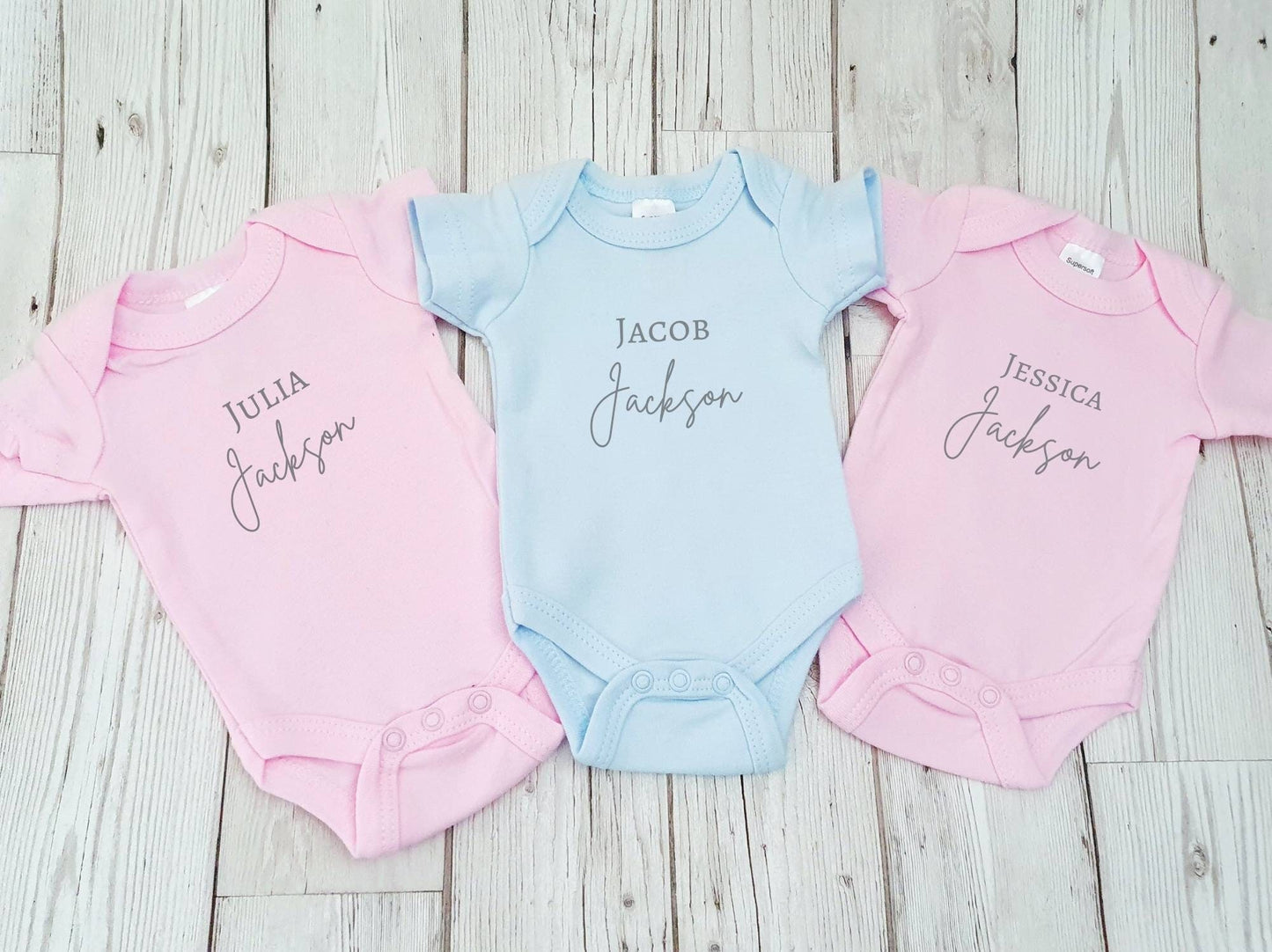 Personalised Triplet Bodysuit Vest 5lb Tiny Baby Pink Blue Custom Newborn Baby Gift Multiples Preemie