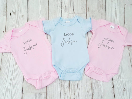 Personalised Triplet Bodysuit Vest 5lb Tiny Baby Pink Blue Custom Newborn Baby Gift Multiples Preemie