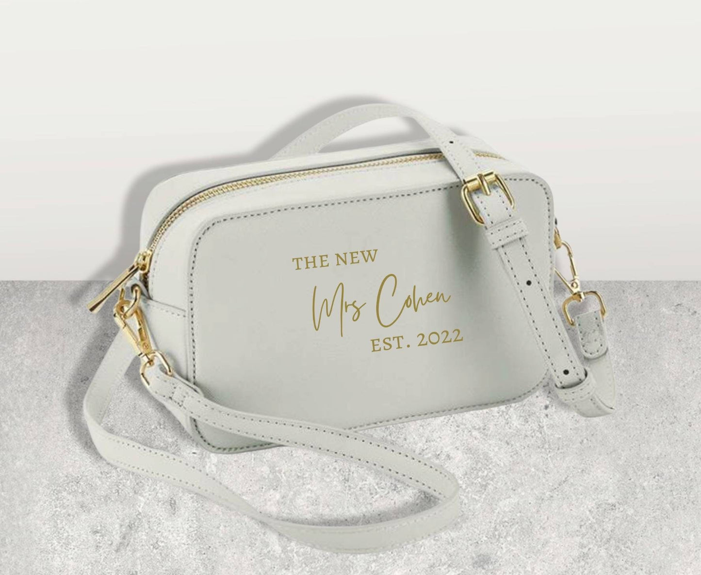 Personalised Wedding Crossover Bridal Bag New Mrs Gift Honeymoon Purse Ladies Handbag Custom Name Just Married Present For Wife Bride to be