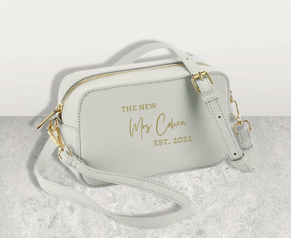 Personalised Wedding Crossover Bridal Bag New Mrs Gift Honeymoon Purse Ladies Handbag Custom Name Just Married Present For Wife Bride to be