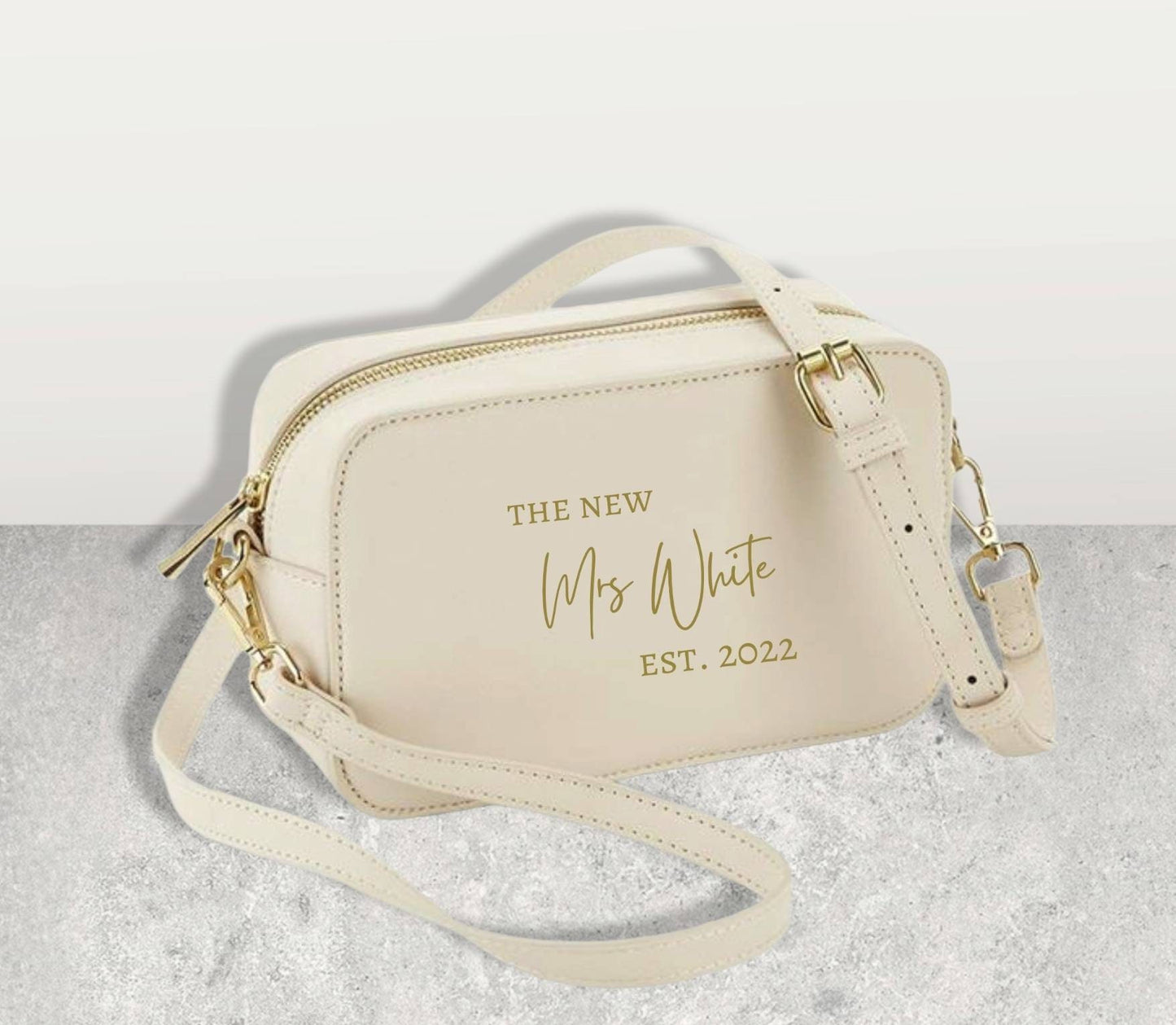 Personalised Wedding Crossover Bridal Bag New Mrs Gift Honeymoon Purse Ladies Handbag Custom Name Just Married Present For Wife Bride to be