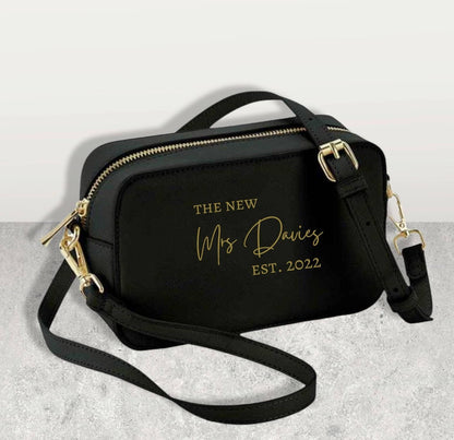 Personalised Wedding Crossover Bridal Bag New Mrs Gift Honeymoon Purse Ladies Handbag Custom Name Just Married Present For Wife Bride to be
