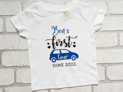 Personalised First Holiday T Shirt My 1st Trip Top Name Date Girl's Boys Cotton Tee Flight Vacation Choice Baby Kids Child Going Away Plane
