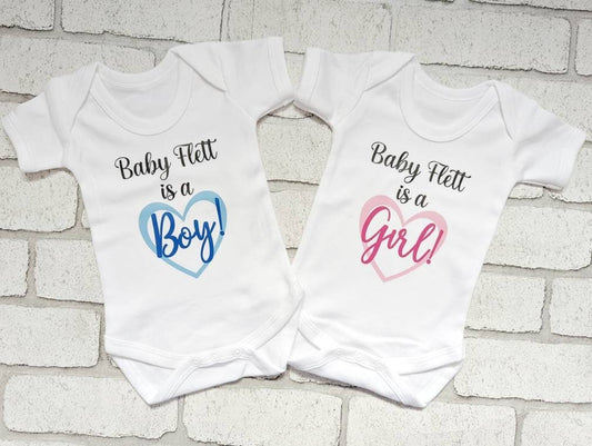 Personalised Gender Reveal Baby Vest Name Is A Boy Girl Heart Pink Blue Cotton Newborn Outfit Maternity Gift Welcome New Baby Custom