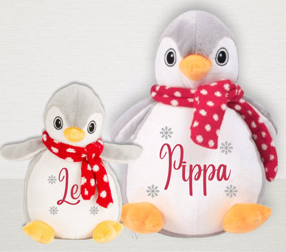 Personalised Penguin Soft Toy Baby's First Christmas Xmas Eve Gift Cute Plush Custom Text Child's Christmas Present