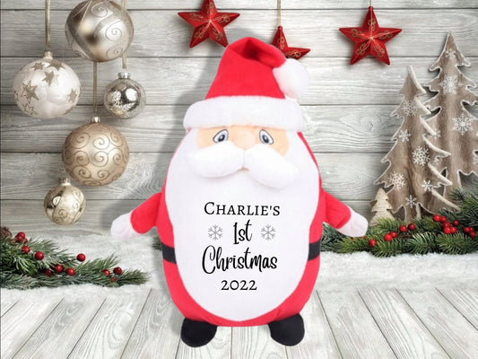 Personalised Santa Soft Toy Baby's First Christmas Xmas Eve Gift Cute Father Christmas Plush Custom Text Child's Christmas Present