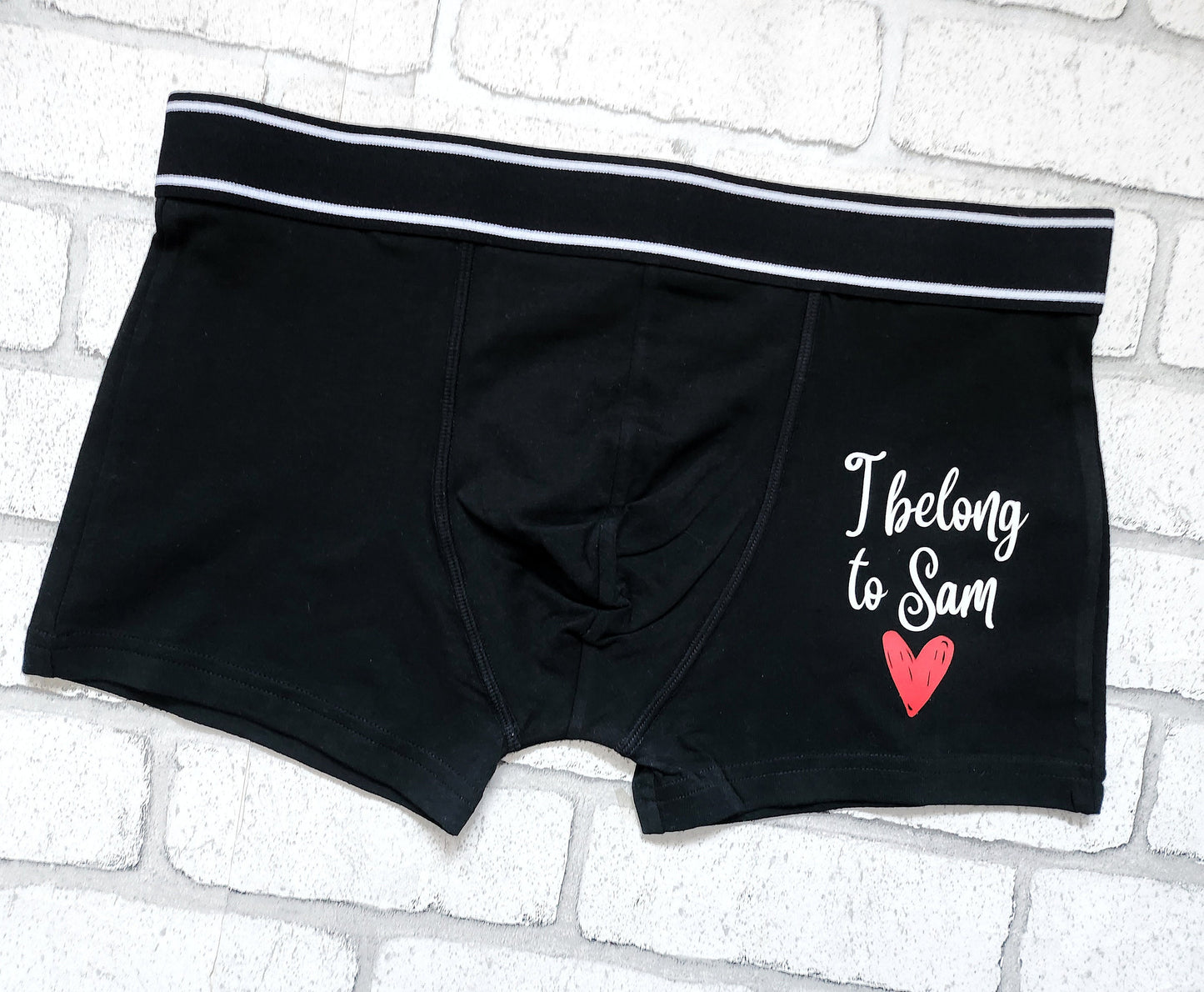 Personalised Boxer Shorts & Socks Set Valentine's Day Gift For Him I belong to name Cotton Underwear Men's Anniversary Present Cute Novelty