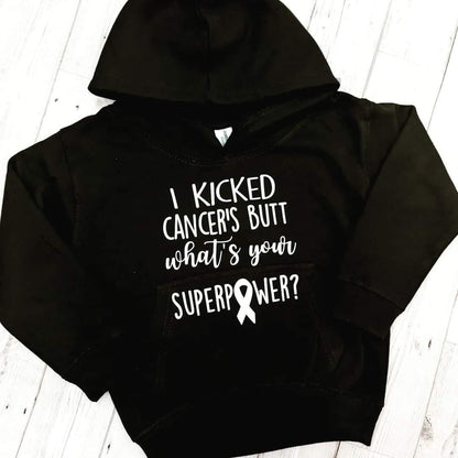 Personalised 'I Kicked Cancer's Butt' Hoodie - Ribbon Clothing