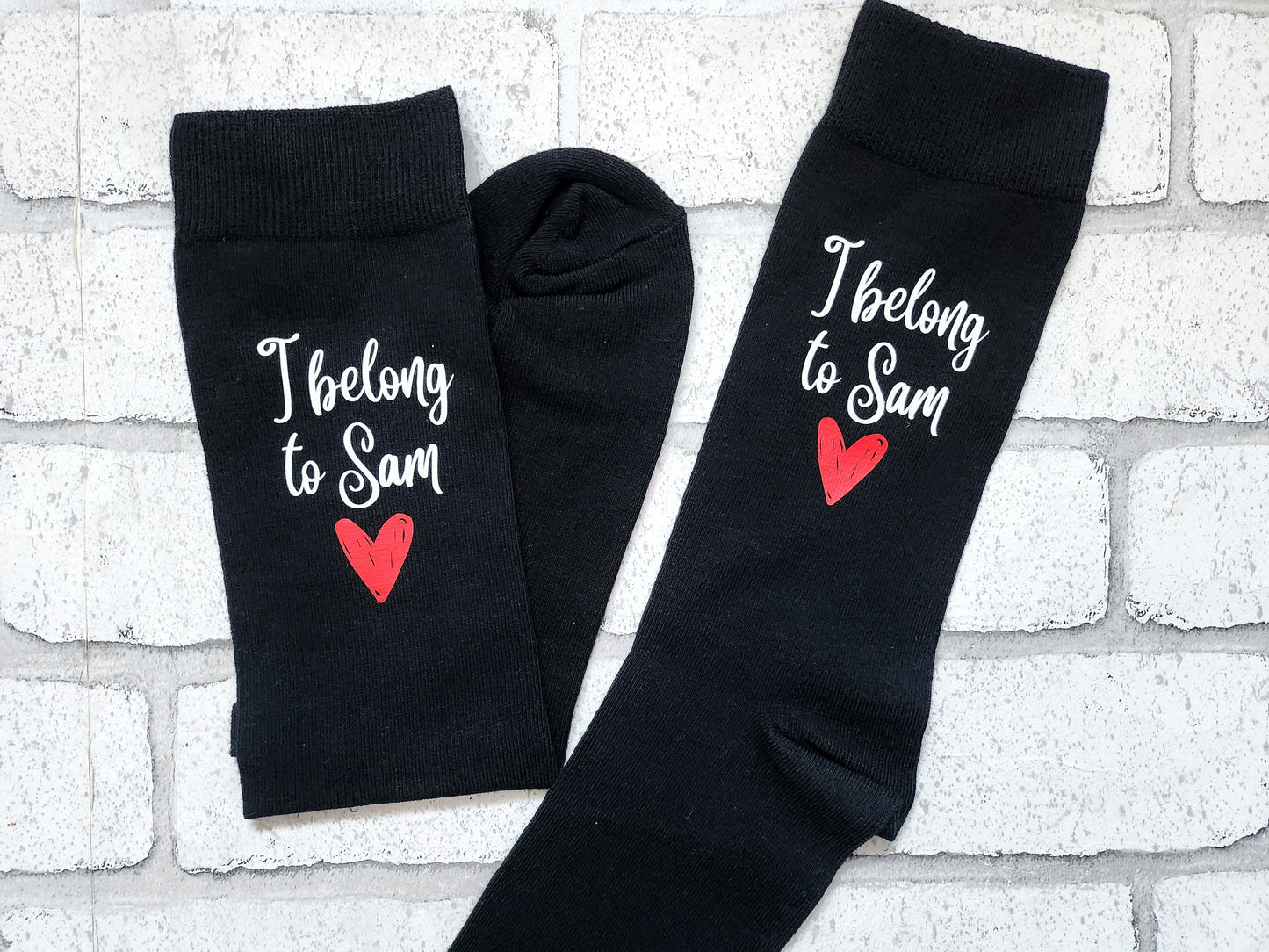 Personalised Boxer Shorts & Socks Set Valentine's Day Gift For Him I belong to name Cotton Underwear Men's Anniversary Present Cute Novelty