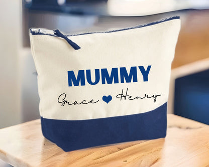 Personalised Mummy Make Up Bag Mother's Day Gift Custom Mum Stuff Pouch Stuff Case Names Custom Birthday Gift For Her Cosmetic Toiletries