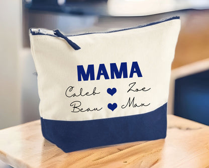 Personalised Mummy Make Up Bag Mother's Day Gift Custom Mum Stuff Pouch Stuff Case Names Custom Birthday Gift For Her Cosmetic Toiletries