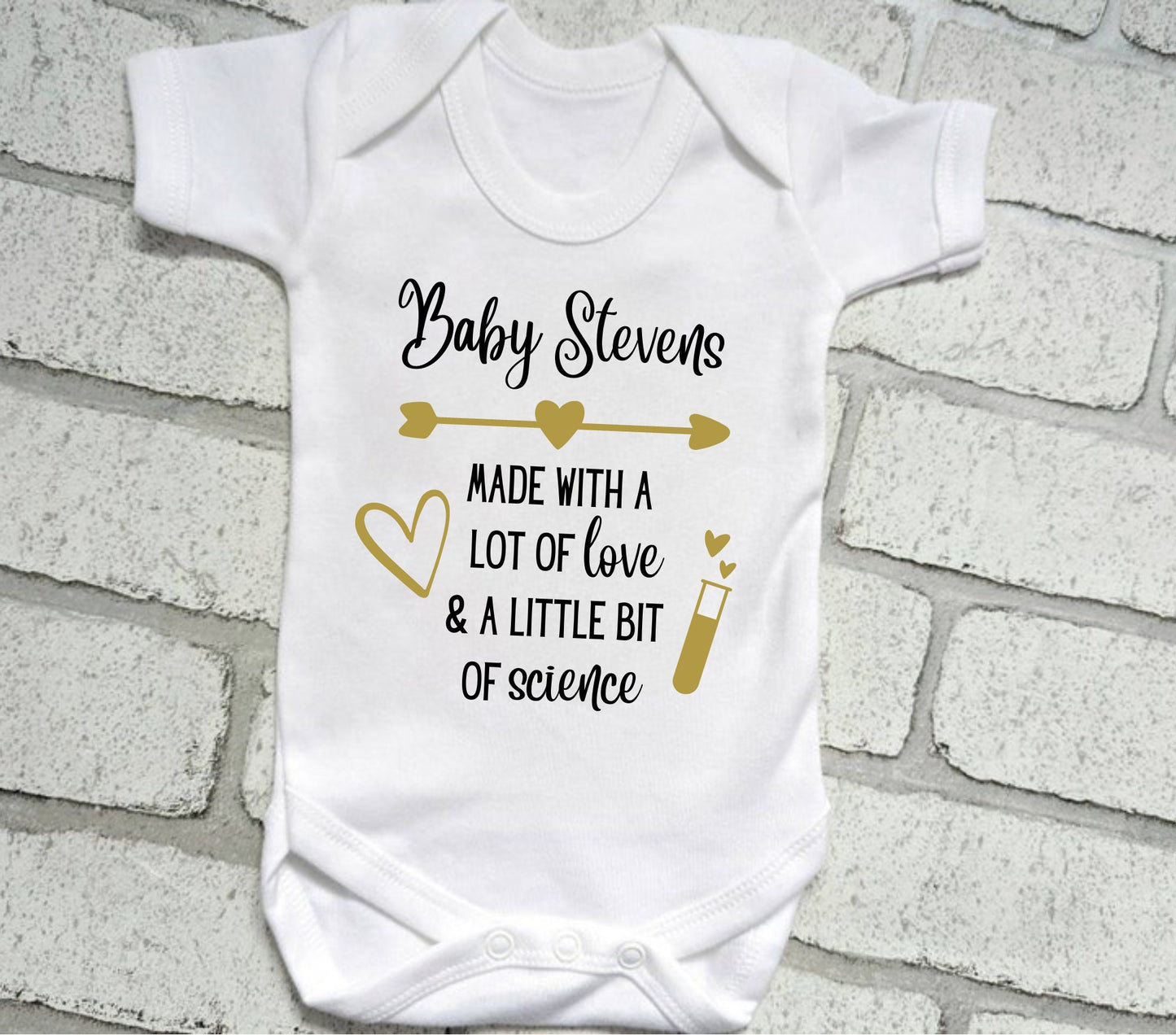 Personalised IVF Pregnancy Announcement Vest Birth Bodysuit Baby's first outfit made with love and science baby sleepsuit newborn clothing