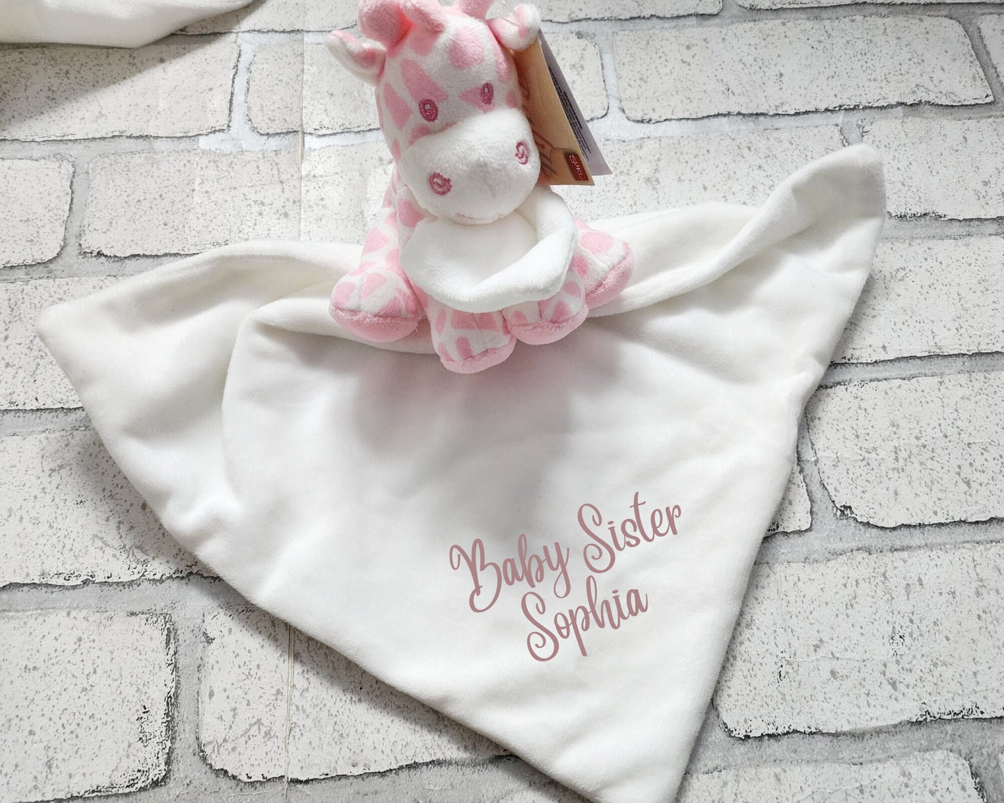 Personalised Baby Gift Giraffe Zebra Comforter Soft Toy Neutral Boy Girl Newborn Present Blanket Blankie Animal Birth Maternity Christening