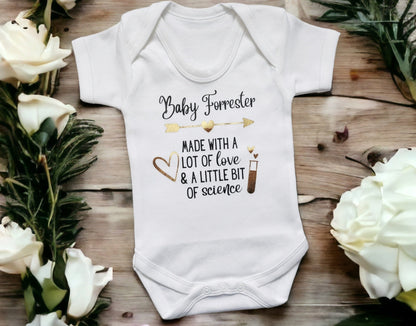 Personalised IVF Pregnancy Announcement Vest Birth Bodysuit Baby's first outfit made with love and science baby sleepsuit newborn clothing