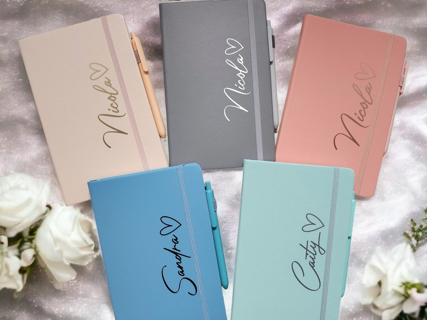 Personalised Notebook Hardback A5 Lined Pages With Free Pen Custom Name Jotter Bridesmaid Birthday Business Journal Bridal Organiser