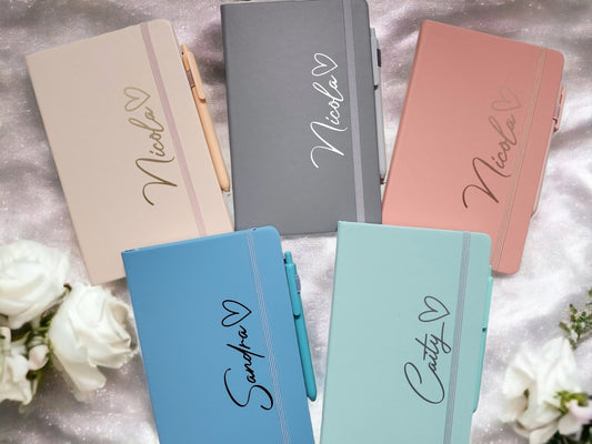 Personalised Notebook Hardback A5 Lined Pages With Free Pen Custom Name Jotter Bridesmaid Birthday Business Journal Bridal Organiser