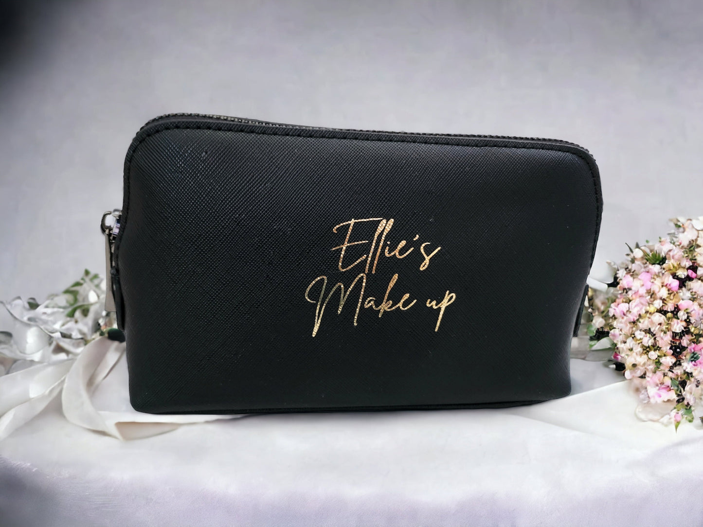 Personalised Make Up Bag Ladies Gift For Her Birthday Cosmetic Case Faux Leather