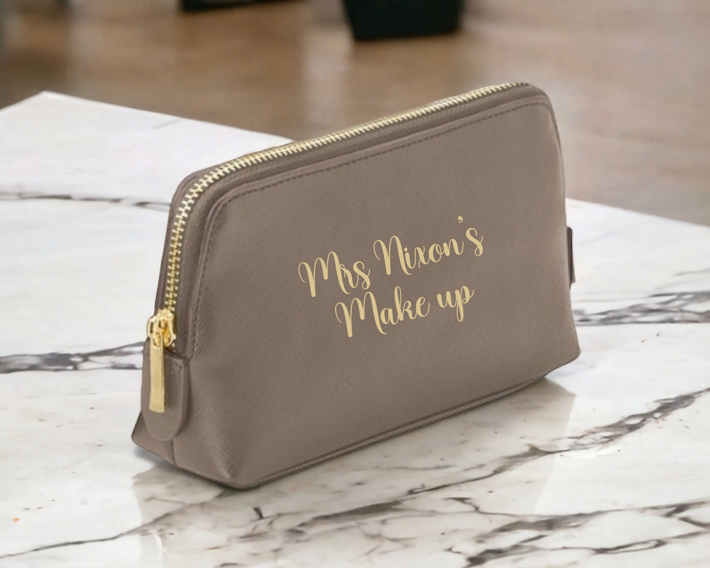 Personalised Make Up Bag Ladies Gift For Her Birthday Cosmetic Case Faux Leather