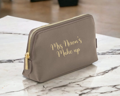 Personalised Make Up Bag Ladies Gift For Her Birthday Cosmetic Case Faux Leather