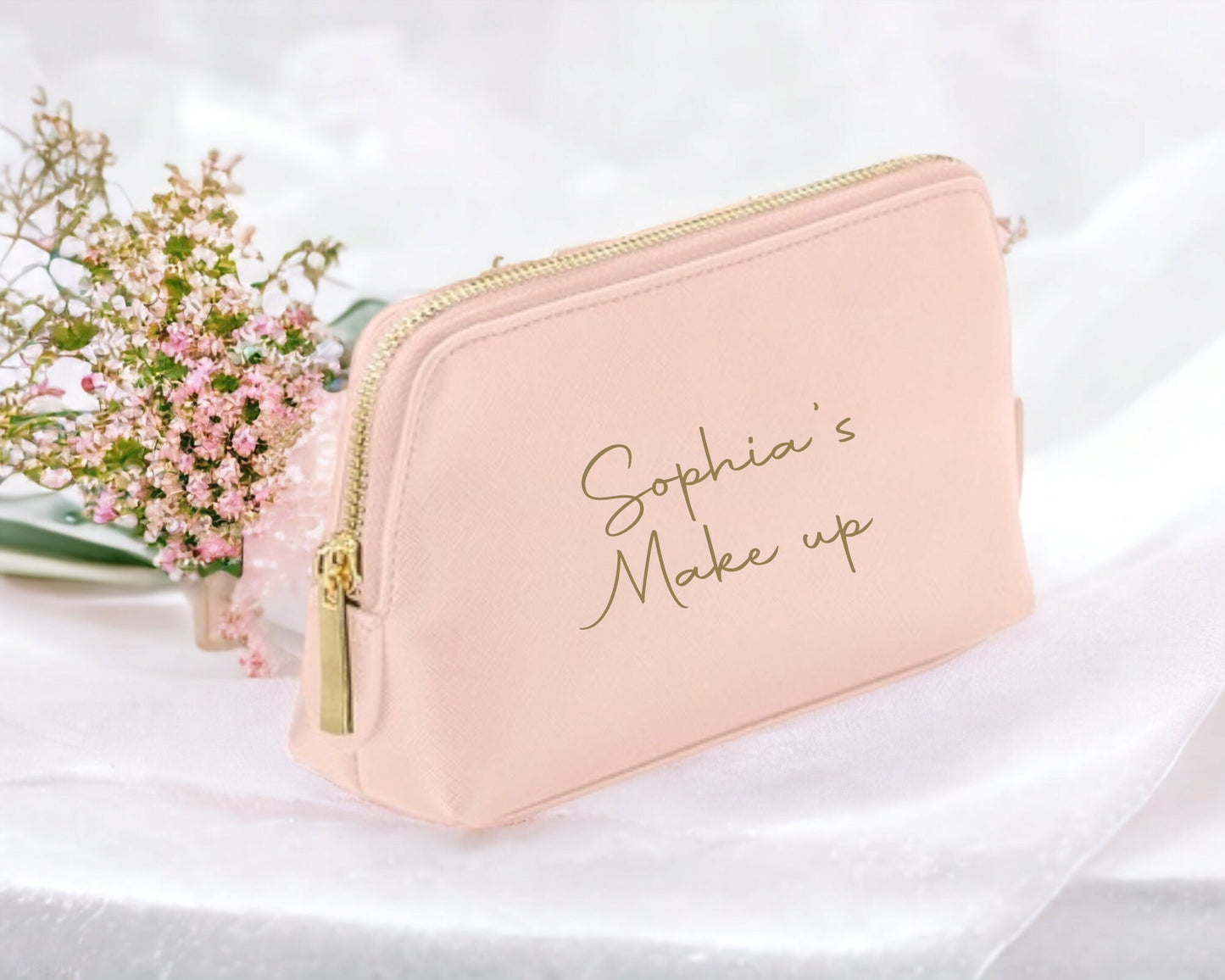 Personalised Make Up Bag Ladies Gift For Her Birthday Cosmetic Case Faux Leather