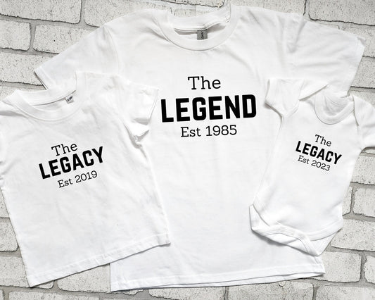 Personalised Matching Tshirts Legend Legacy Father's Day Matching Outfits Daddy Gift Birthday Gift For Dad