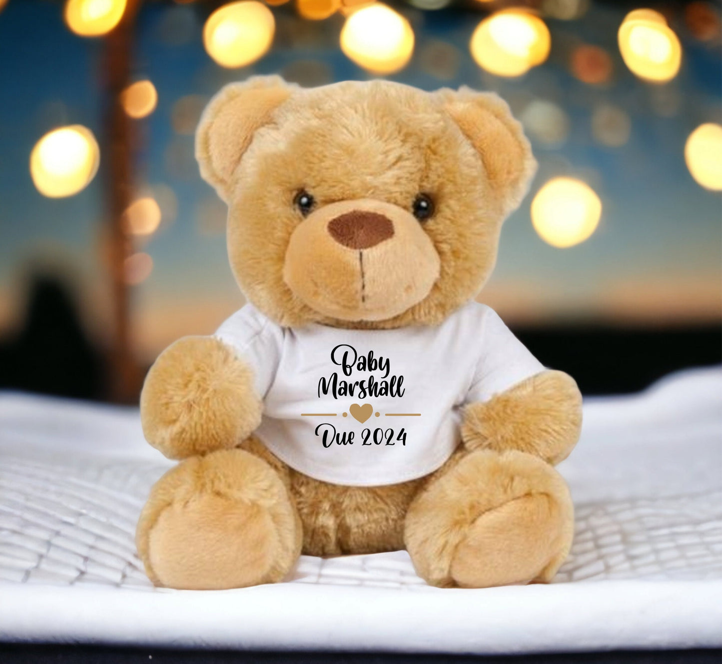 Personalised Pregnancy Announcement Teddy Bear: Custom Surname & Due Date