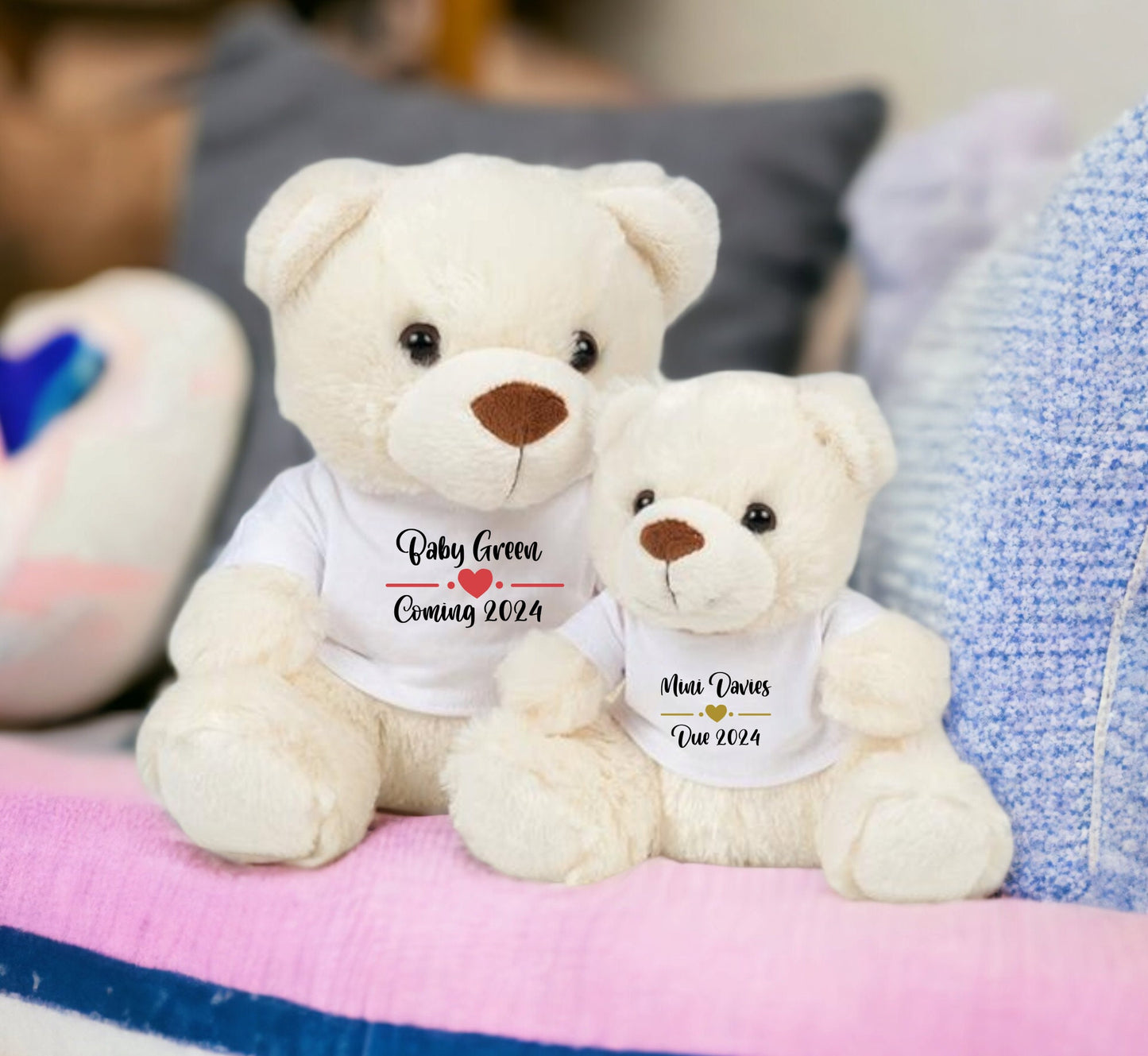 Personalised Pregnancy Announcement Teddy Bear: Custom Surname & Due Date