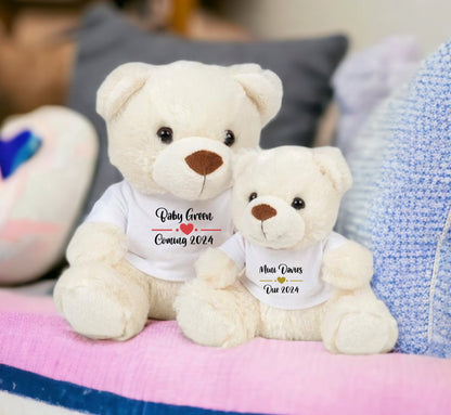 Personalised Pregnancy Announcement Teddy Bear: Custom Surname & Due Date