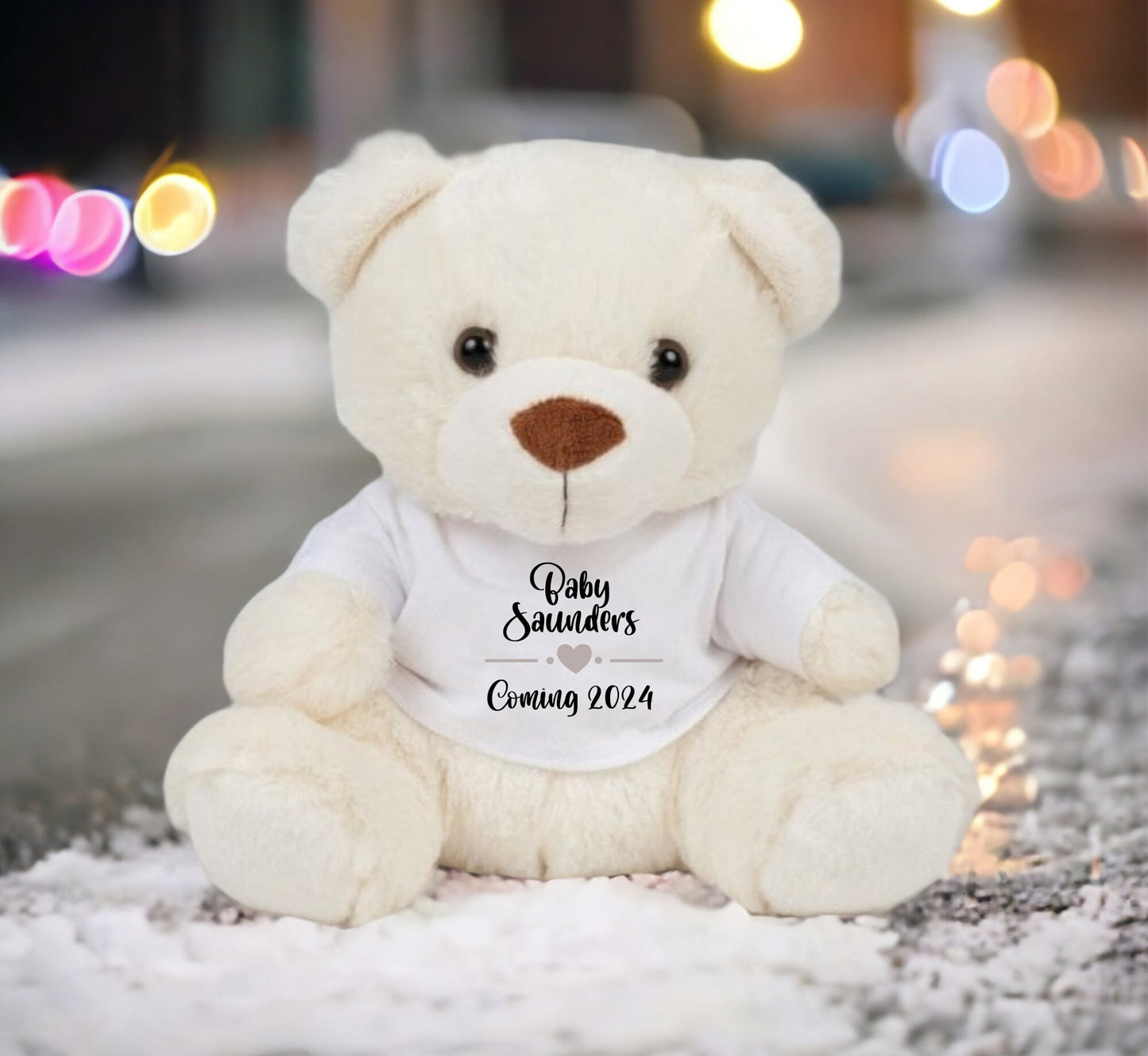 Personalised Pregnancy Announcement Teddy Bear: Custom Surname & Due Date