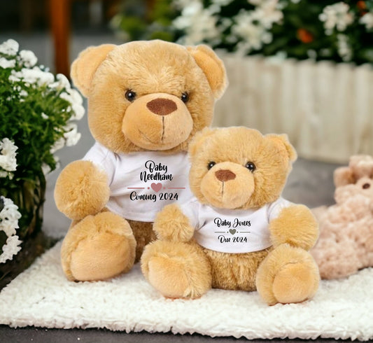 Personalised Pregnancy Announcement Teddy Bear: Custom Surname & Due Date