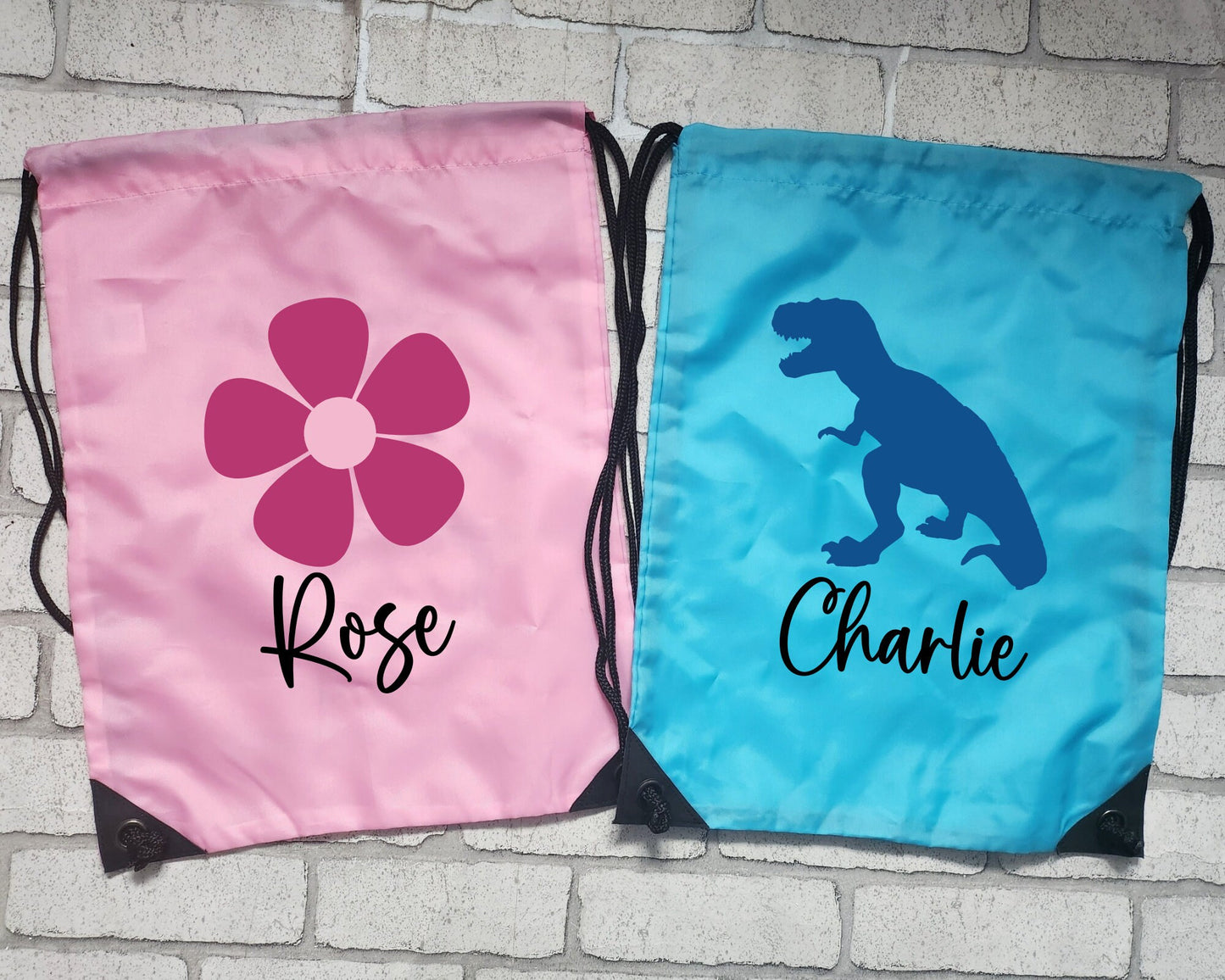 Personalised Kids PE Bag School Gym Drawstring Sports Dance Case Pouch Girls Boys Football Gymnastics Swimming Backpack Children's Club Gift