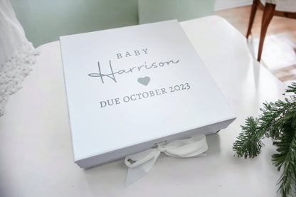 Personalised Baby Keepsake Memory Box Newborn Hospital Storage Girl Boy First Shoes Clothes Cards Personalised Basket Name Due Date Birth