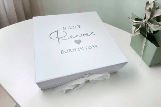 Personalised Baby Keepsake Memory Box Newborn Hospital Storage Girl Boy First Shoes Clothes Cards Personalised Basket Name Due Date Birth