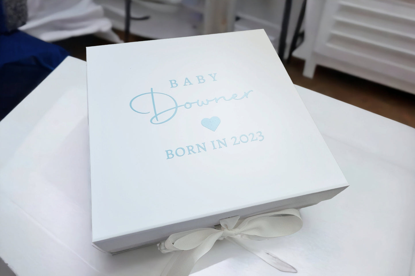 Personalised Baby Keepsake Memory Box Newborn Hospital Storage Girl Boy First Shoes Clothes Cards Personalised Basket Name Due Date Birth