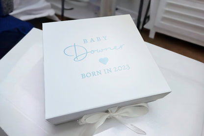 Personalised Baby Keepsake Memory Box Newborn Hospital Storage Girl Boy First Shoes Clothes Cards Personalised Basket Name Due Date Birth