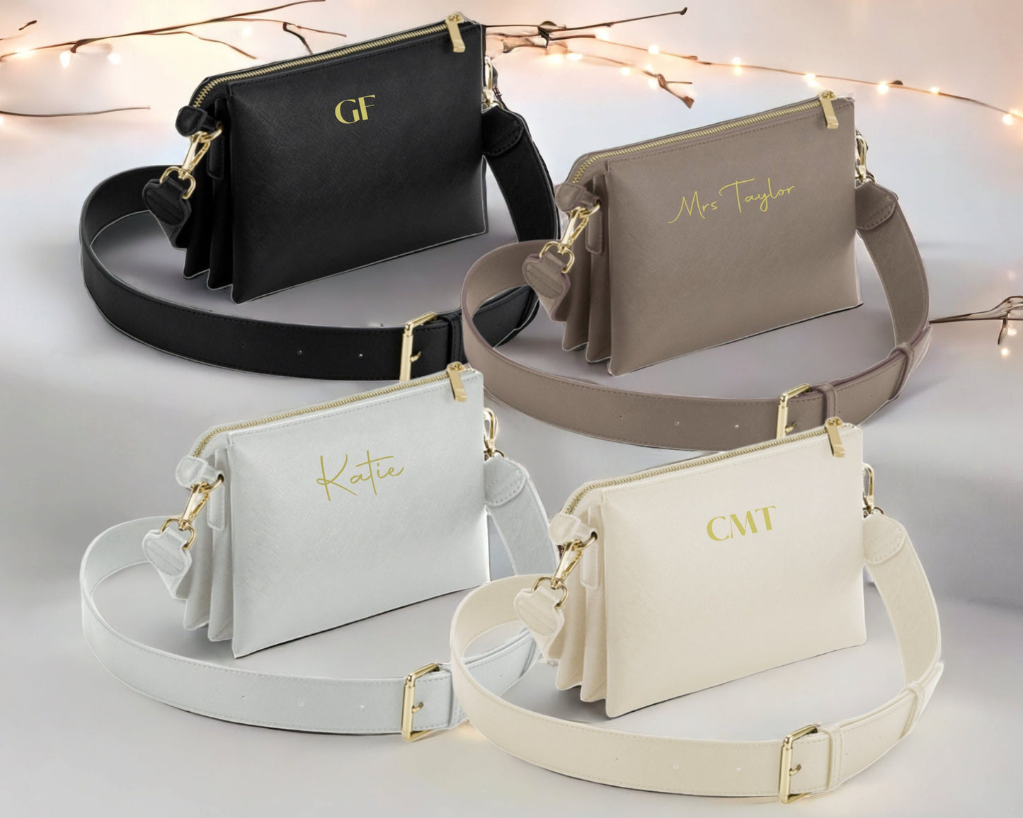 Personalised Ladies Handbag Soft Saffiano Leather Initial or Name Gift For Her Birthday Present Wedding Gift Women's Crossover Bag
