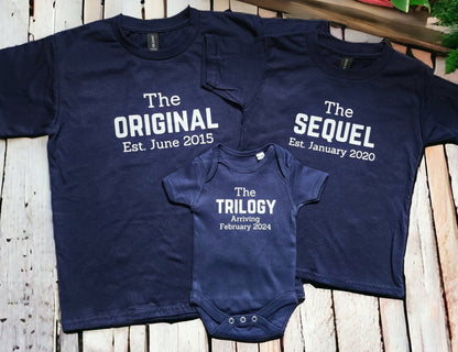 Personalised Matching Sibling Announcement Tshirts Original Sequel Trilogy Matching Outfits Big Brother Big Sister Arriving Soon Gift