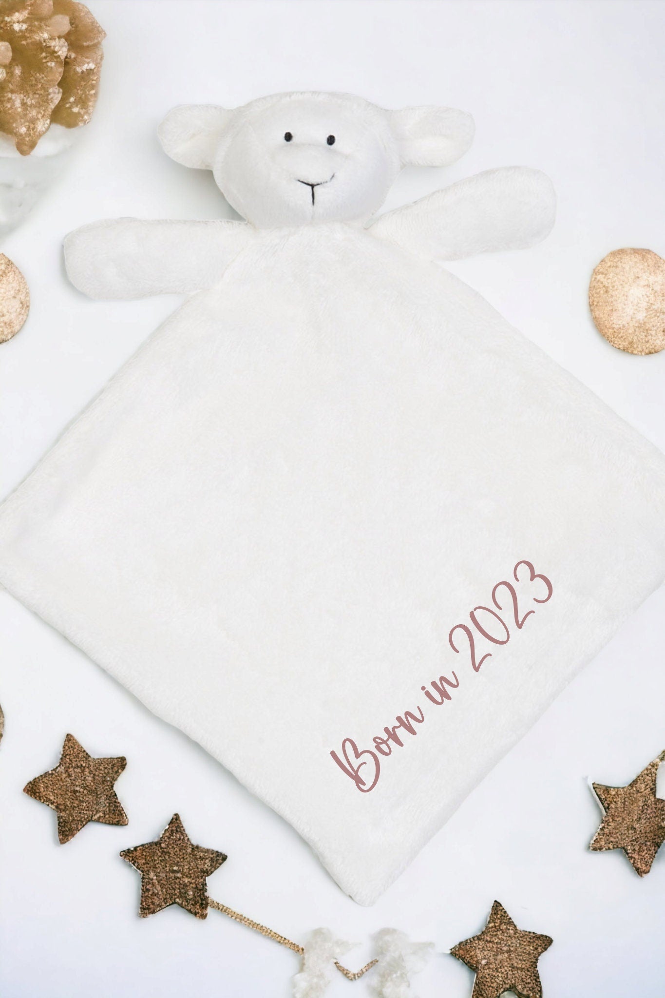 Personalised Newborn Gift Comfort Blanket Lamb Soft Toy Blankie Sheep Lovie Baby Shower Maternity Leave Christening Present New Parents