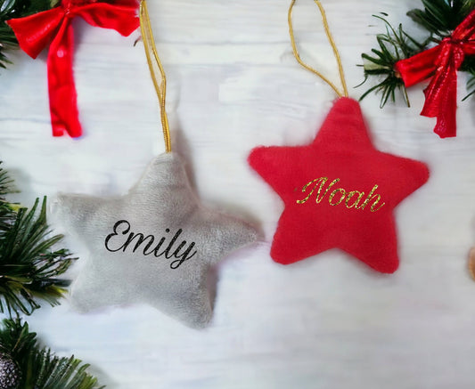 Personalised Christmas Tree Decoration Name Child's Baby's Christmas Soft Hanging Star Xmas Gift