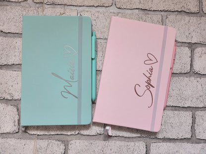 Personalised Notebook Hardback A5 Lined Pages With Free Pen Custom Name Jotter Bridesmaid Birthday Business Journal Bridal Organiser