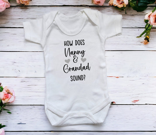Personalised Pregnancy Announcement Vest Gift how does grandparents sound bodysuit auntie uncle big brother sister
