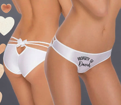 Personalised Property of Ladies Panties Valentine's day gift for her Novelty present Custom Underwear Black Red White
