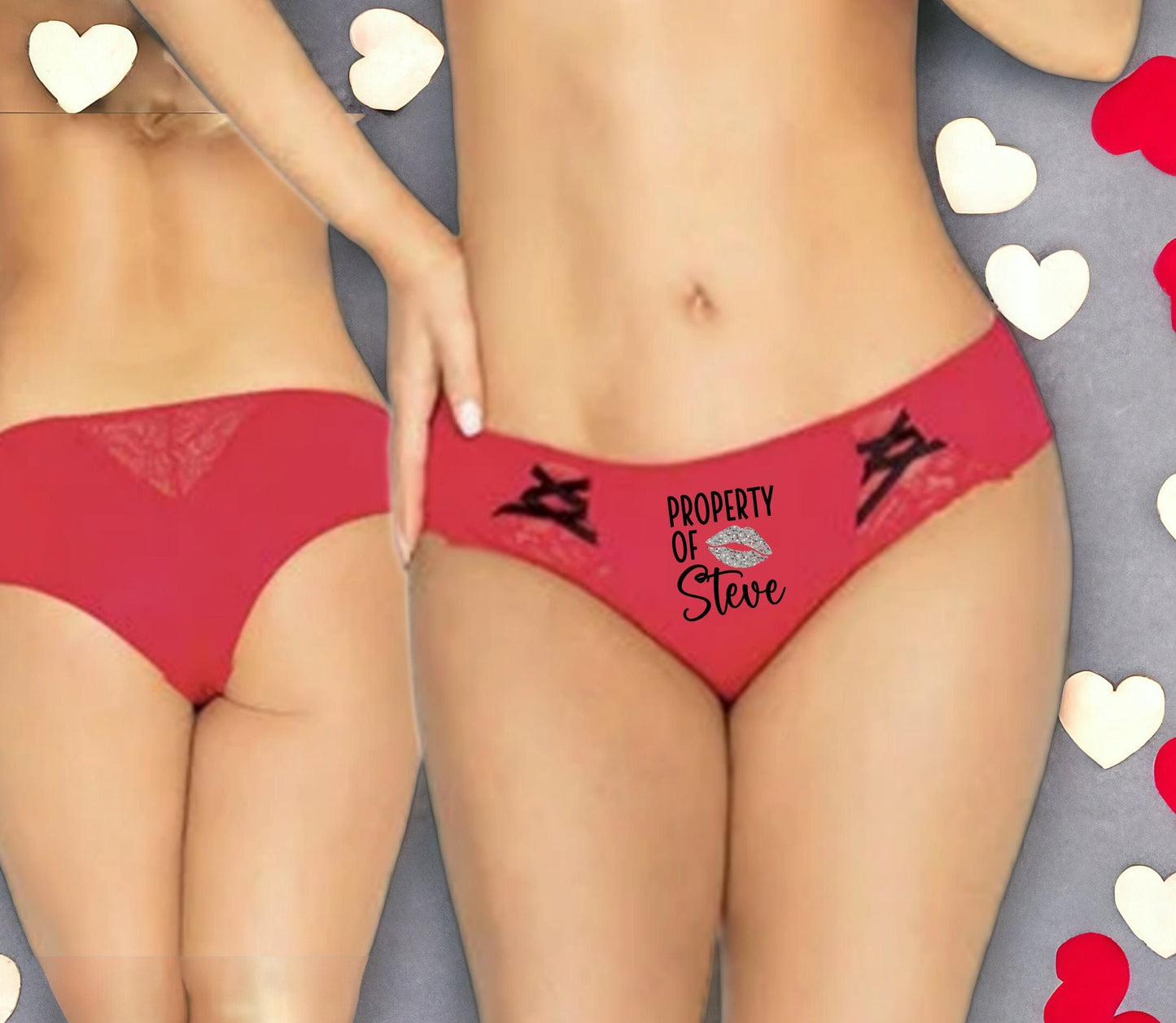 Personalised Property of Ladies Panties Valentine's day gift for her Novelty present Custom Underwear Red