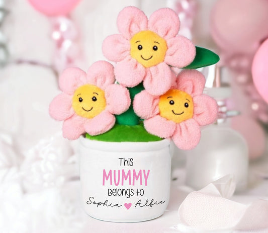 Personalised Plush Flower Pot Mother's Day Gift For Mum This Mommy Belongs to Child's Names Grandmother Gift