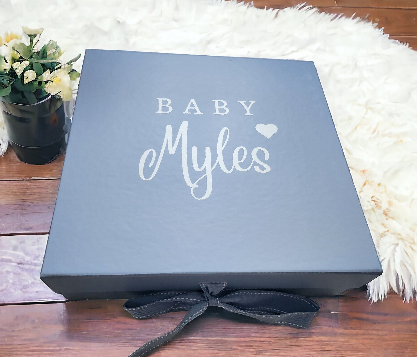 Personalised New Baby Boy Outfit Gift Box Set First Outfit Blue Sleepsuit Hat Rattle Coming Home Keepsake Romper Bodysuit Newborn