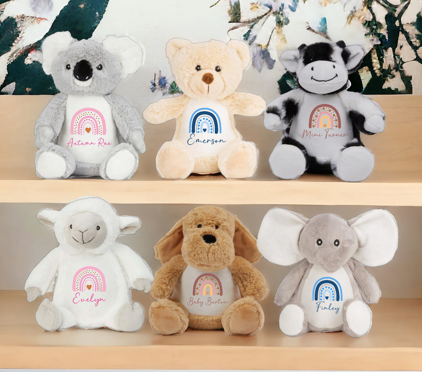 Personalised Soft Toy Gift For Kids Rainbow Name Animal Plush Cuddly Birthday Present Brother Sister Unicorn Dragon Bear Giraffe Elephant