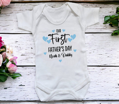 Personalised First Father's Day Sleepsuit Vest Outfit Daddy and Me Gift