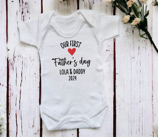 Personalised First Father's Day Sleepsuit Vest Bodysuit Bib Outfit Daddy and Me Gift