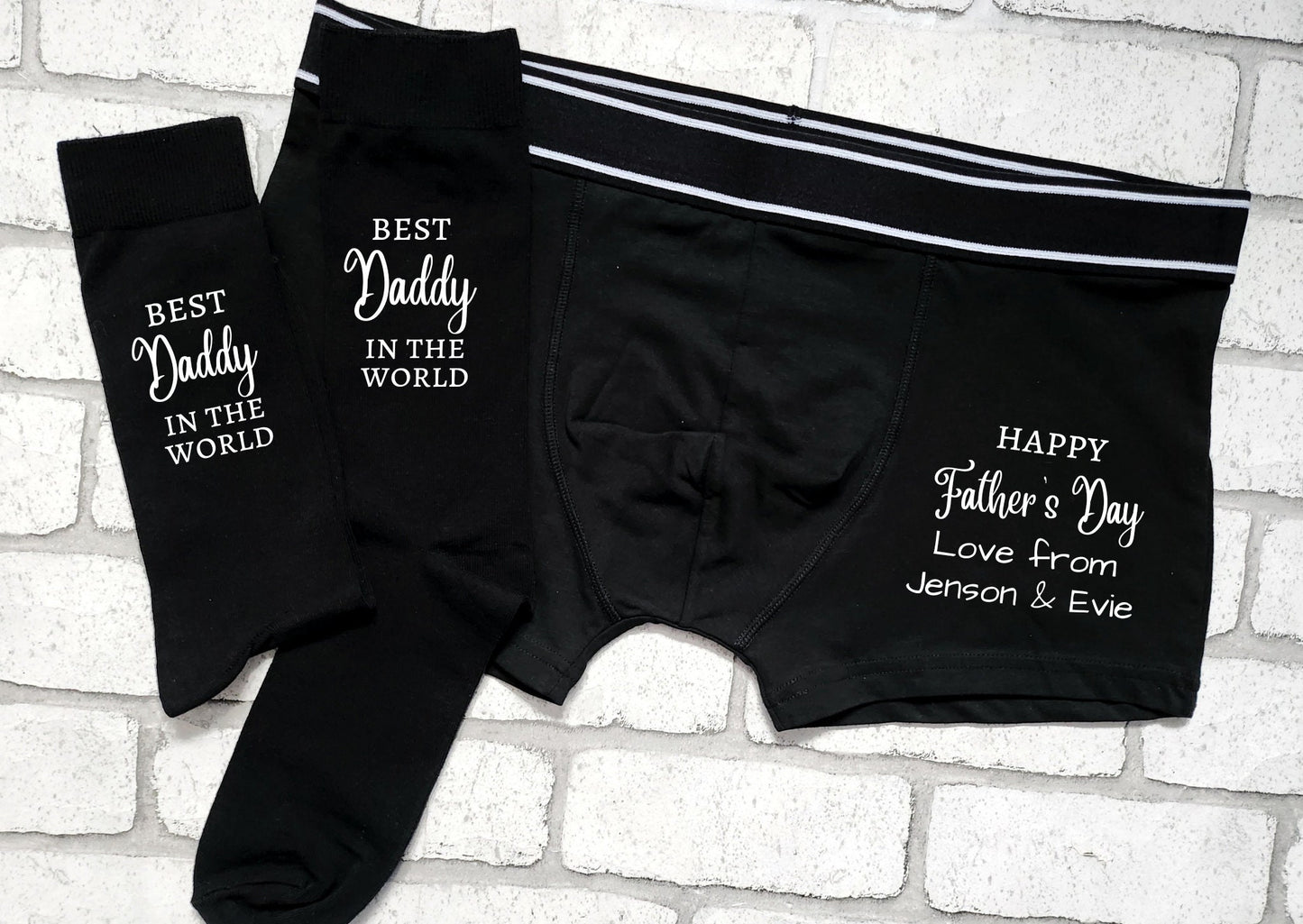 Personalised Father's Day Boxers and Socks Set World's Best Dad or Grandad Happy Father's Day Gift Custom Names